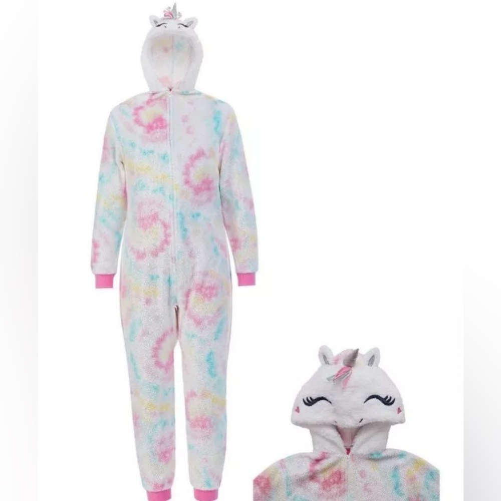 Saint Eve’s Kids brand pink blue yellow & white unicorn one piece pajamas